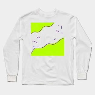 Green watercolor brown lines abstract art Long Sleeve T-Shirt